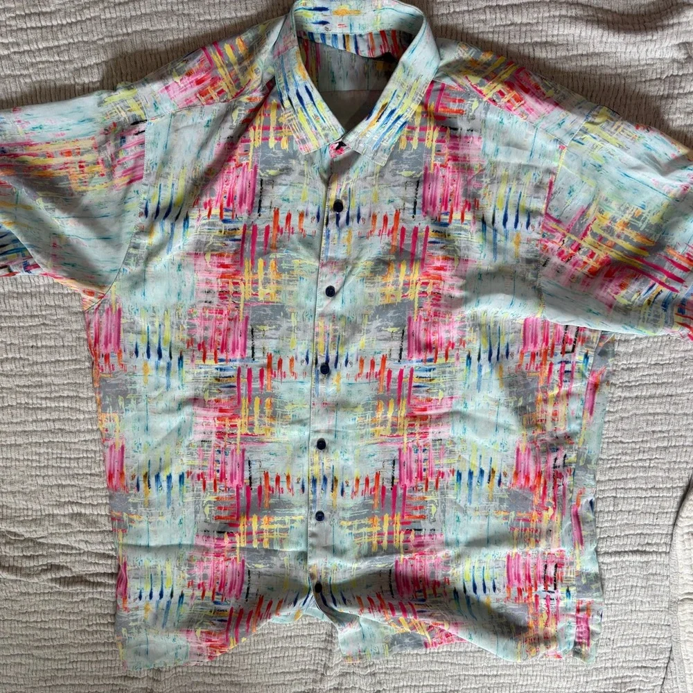 Bassike Men's Multicolor Abstract Button Down Shirt - Picture 4 of 4